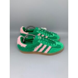 Adidas Gazelle Indoor W Green Pink Faux Fur Shoes JP8342 Women's Sz 10